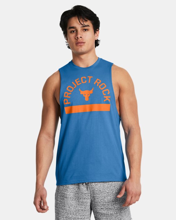 Camiseta estampada sin mangas Project Rock Payoff para hombre, Blue, pdpMainDesktop image number 0